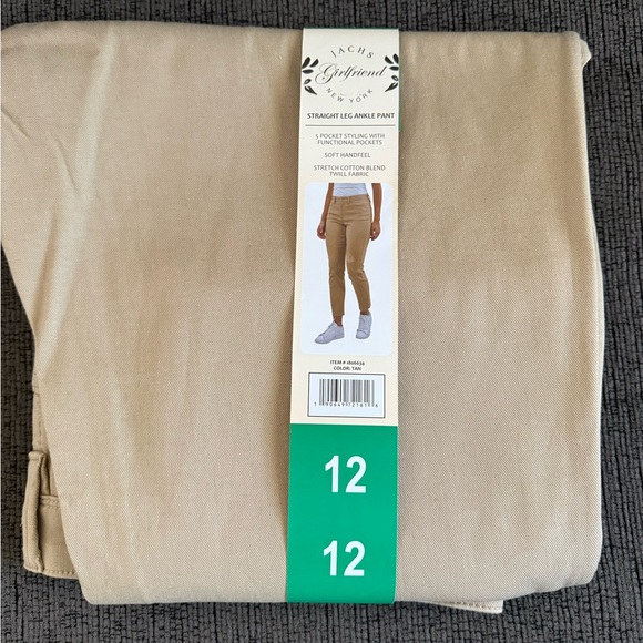 NEW Jachs Girlfriend New York Women’s Straight Leg Ankle Pant Size 12 Color Tan - Picture 4 of 5